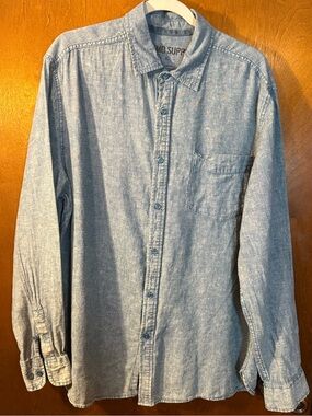 Mossimo Supply Co. Light Denim Blue Men's Button-Down Shirt
